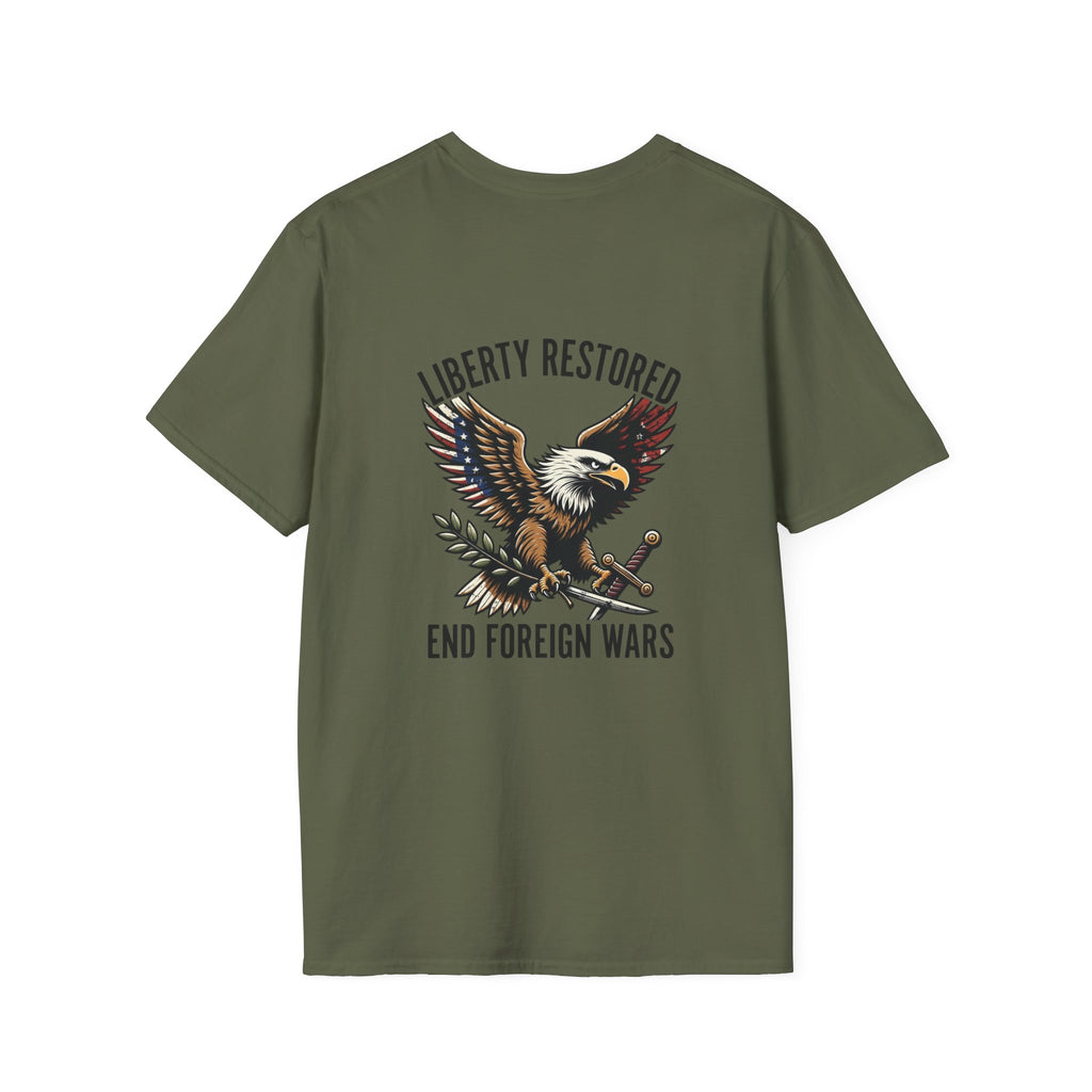 Liberty Restored Eagle T-Shirt — “End Foreign Wars” Patriotic Tee